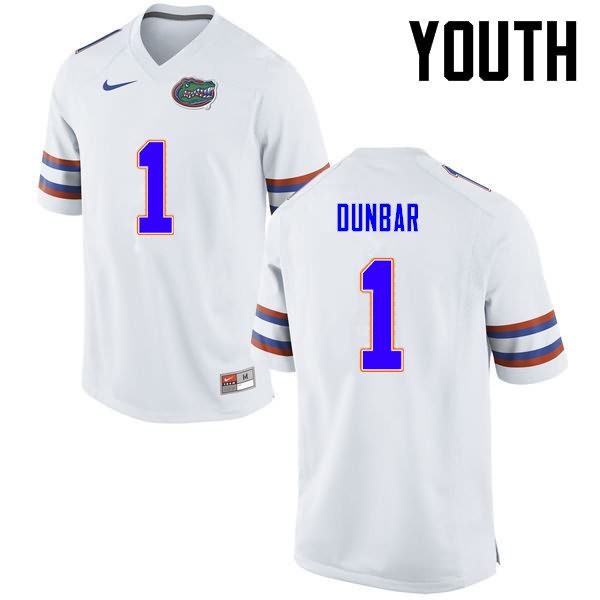 Youth NCAA Florida Gators Quinton Dunbar #1 Stitched Authentic Nike White College Football Jersey LAR0665OF